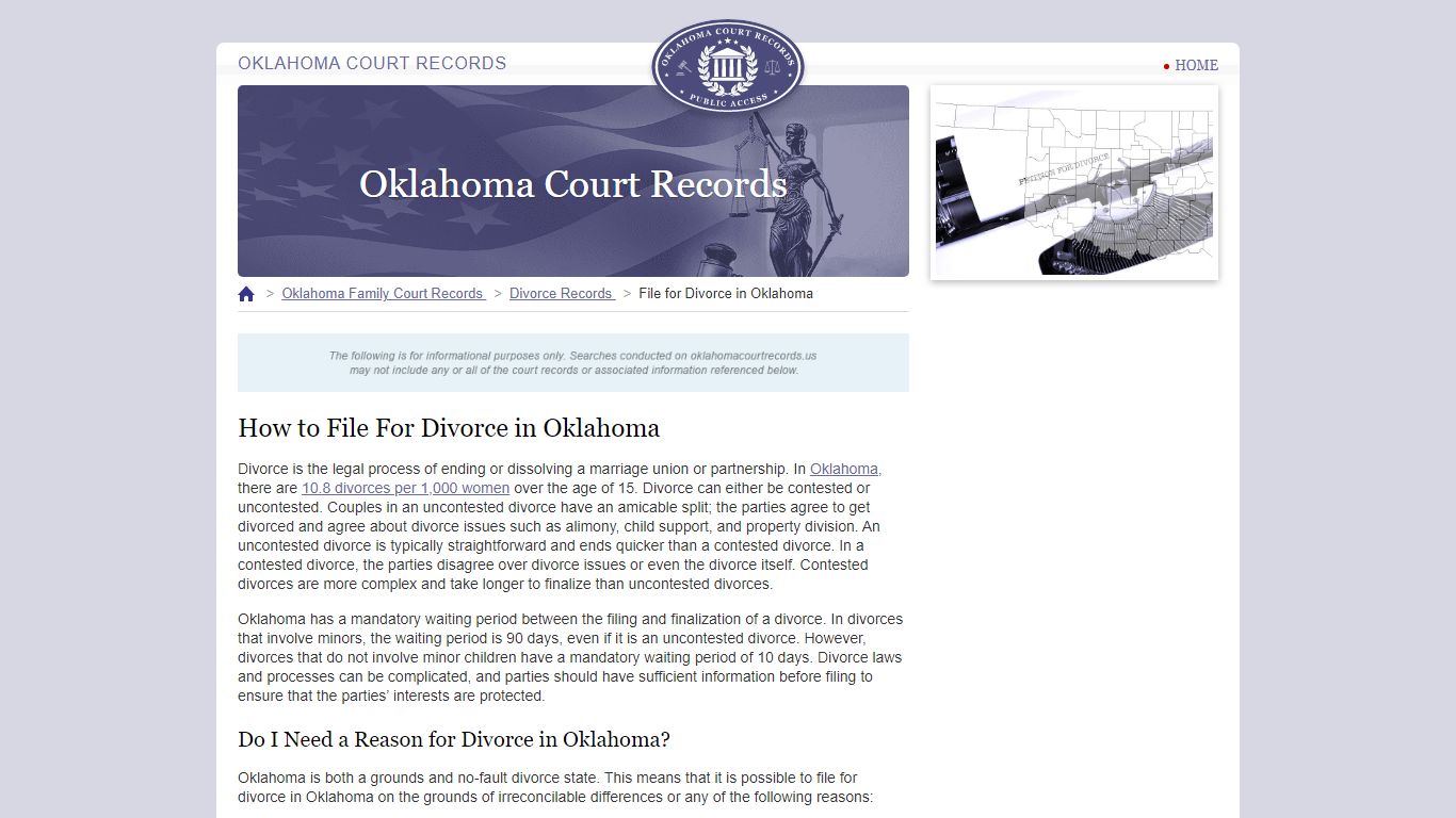 How to File For Divorce in Oklahoma | OklahomaCourtRecords.us